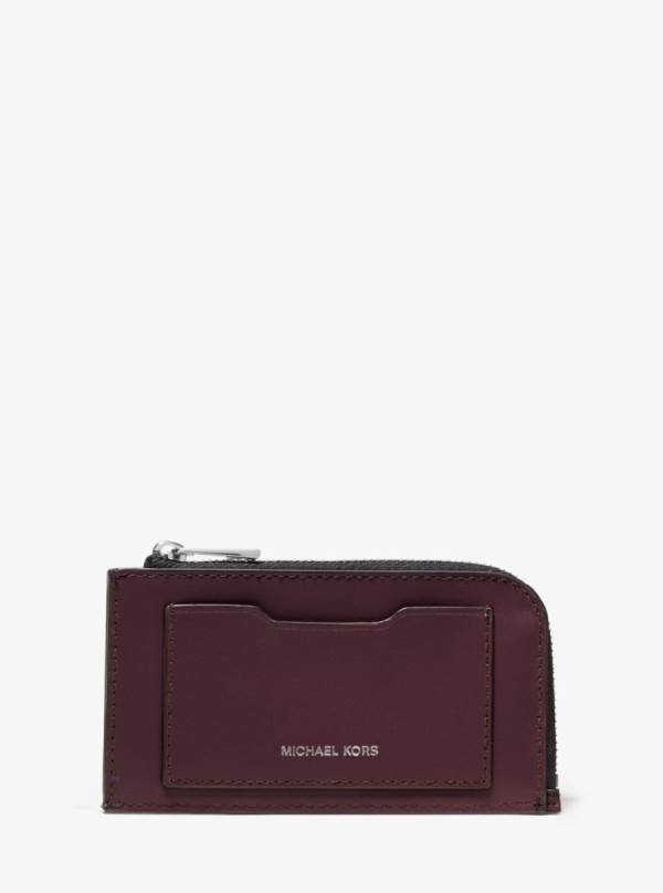 Panske Penazenky Michael Kors Leather Zip-Around Card Case Tmavo Hnede - Doplnky Michael Kors Outlet | BIXSJ-7942